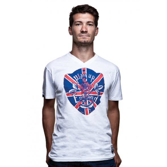 Play up England Vintage V-Neck T-Shirt // White 100% cotton